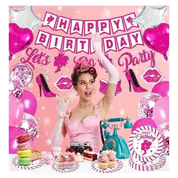 Amazon Other - Pink Birthday Party Decoration Set NIB